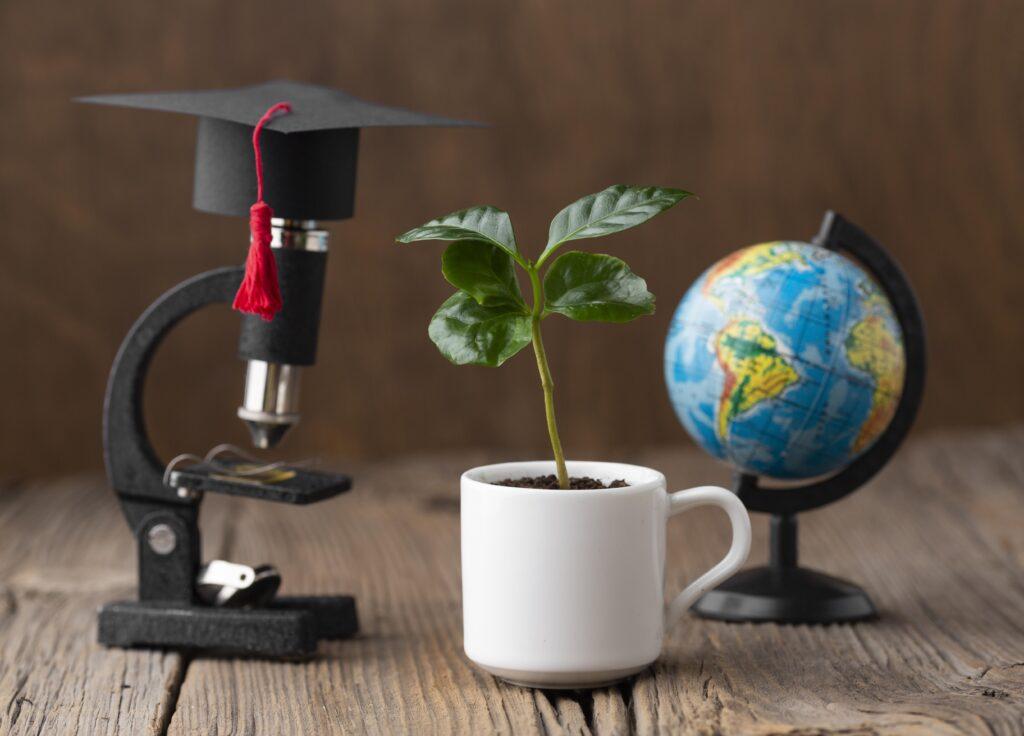 arrangement with microscope plant arrangement with microscope plant
