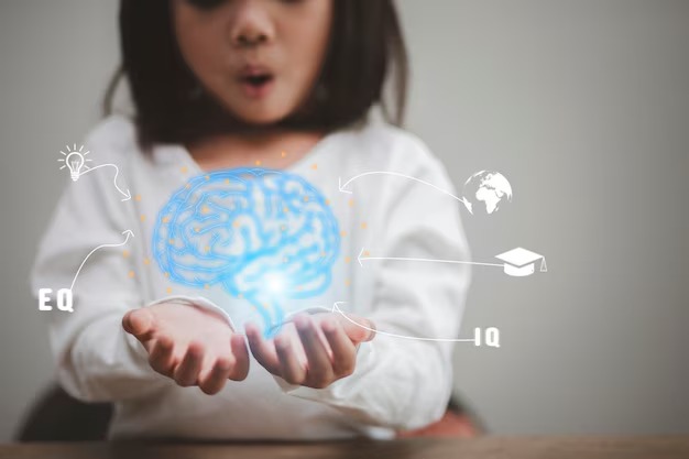 little girl s hands holding brain development ahead tiny person concept progress direction with future vision 29488 3315